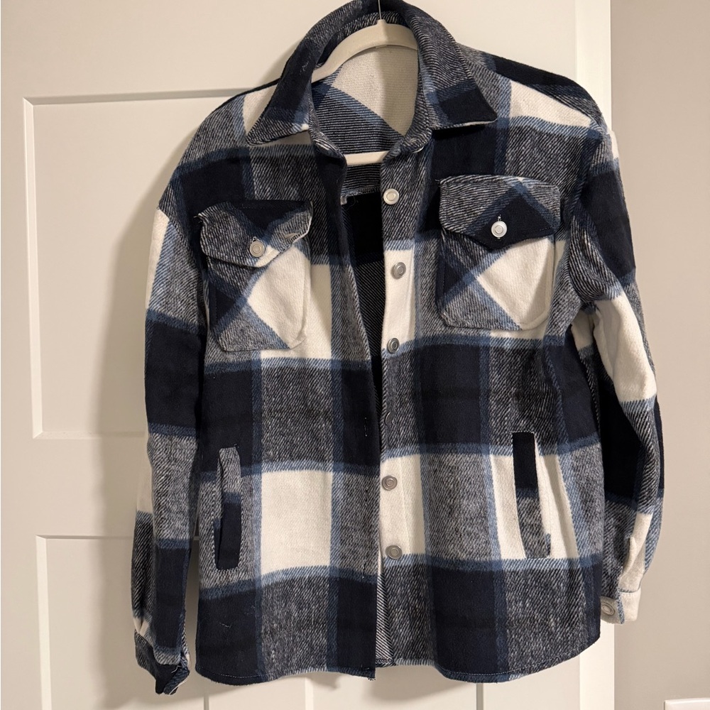 Women’s Plaid Shirt Button Down Jacket